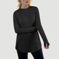 thumbnail image 3 of 2025 Femmes Décontracté Uni Foncé T-Shirt Couleur Ample Col Rond Chemises pour Femmes Manches Longues Manches Raglan Col Roulé pour Femmes Hauts à Manches Longues T-Shirt, 3 of 4