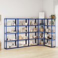 thumbnail image 1 of vidaXL 5-Layer Shelves 5 pcs Blue Steel&Engineered Wood, 1 of 5