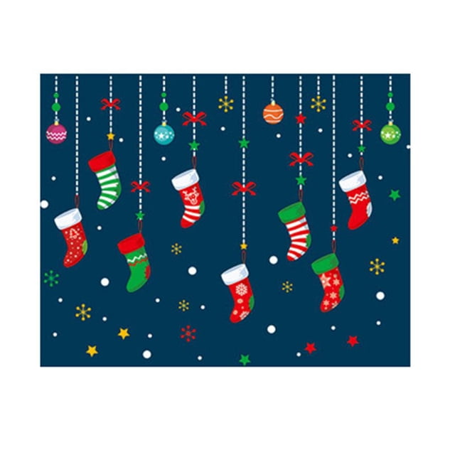 pitrice Christmas Wall Sticker Santa Claus Snowmen Wall Decal Waterproofing Window Shop Glass PVC Wall Tattoo