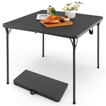 Costway Table de Camping Pliant Portable en HDPE pour Pique-Nique en Plein Air, Table à Manger avec Poignée, Gris