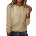 thumbnail image 1 of IROINID Deals T-Shirt à Manches Longues en Polyester pour Femmes Confortable Col Rond Uni T-Shirt Ample Blouse Tops, Kaki, 1 of 4