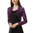thumbnail image 1 of INSPIRE CHIC Boléro Court Ouvert en Dentelle Florale Transparente pour Femme TP Violet, 1 of 7