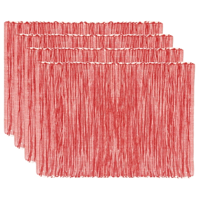 Fabstyles Ombres Napperons 100 % Coton Ensemble de 4, Napperons Tissés, 13x19, Piment