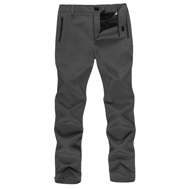 CHOK Men‘s Fleece Lined Hiking Pants Waterproof Snow Ski Softshell Hunting Pants Navy XL