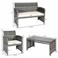 thumbnail image 2 of Costway 4 Pc Rattan Patio Furniture Set Garden  Sofa Cushioned Seat Mix Gray Wicker, 2 of 9