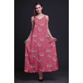 thumbnail image 4 of Bimba Rayon Leaves Printed Spaghetti Strap Sleeveless Womens Cami Maxi Slip Swing Dress-Medium, 4 of 4