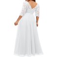 thumbnail image 4 of Robe Longue en Dentelle pour Femmes Manches 3/4 Col en V Dos Nu Fermeture Éclair Robe de Soirée de Mariage, 4 of 7