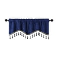 thumbnail image 3 of Sentmoon Blackouts Curtains with Tassel Elegant Fringed Window Curtains Patterned Rod Panels Stylish Short Drapes Boho Curtains Summer Decorations for Bedroom, 3 of 7