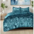 thumbnail image 1 of Comfort Spaces Juliette Luxe Comforter Set Velvet Lush with Soft Brushed Microfiber Reverse, All Season Cozy Velvet Bedding Sets, Fluffy Comforter Bed Set, Matching Sham, Teal Full/Queen 3 Piece, 1 of 5