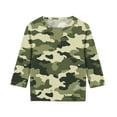 thumbnail image 4 of XZNGL Camouflage Print 3/4 Sleeve Round Neck Top for Kids , Soft Polyester-Spandex Blend , Breathable Fabric , Easy Pullover Design , Versatile Layering Piece , Machine Washable, 4 of 6