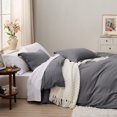 thumbnail image 4 of Bedsure Dark Grey Duvet Cover Queen Size - Soft Prewashed Queen Duvet Cover Set, 3 Pieces, 1 Duvet Cover 90x90 Inches with Zipper Closure and 2 Pillow Shams, Comforter Not Included, 4 of 6