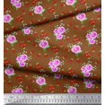 thumbnail image 3 of Soimoi Tissu en Poly Georgette à Pois, Feuilles et Roses Imprimé Floral au Mètre 52 Pouces de Large, 3 of 3
