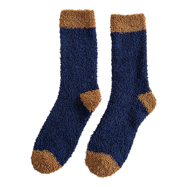 Winter Men Coral Fleece Socks Middle Tube Sleeping Home Solid Stocking
