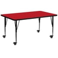 thumbnail image 1 of Mobile 30''W x 72''L Rectangular Red HP Laminate Activity Table - Height Adjustable Short Legs, 1 of 3