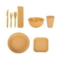 thumbnail image 1 of 8-Piece Wheat Straw Tableware Set - Eco-Friendly Plates, Bowls, Utensils for Outdoor Dining, 1 of 7