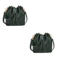 thumbnail image 1 of maskred Bucket Shoulder Bag Drawstring Bag Purse Handbags Small Shopping Green 22x11x19CM 2Set, 1 of 6