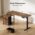 thumbnail image 3 of GUNAITO Computer Desk 66" × 23.6" Electric Standing Desk with 3 Drawers Height Adjustable Stand Up Table Ergonomic Sit Stand Desk with Splice Board for Home Office Rustic Brown, 3 of 11