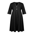 thumbnail image 3 of CHUANK Robe Maxi Ample à Manches Longues en Coton et Lin pour Femmes, Grande Taille, Unie, Boutonnée, 3 of 8