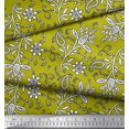 thumbnail image 2 of Soimoi Rayon Fabric Leaves & Floral Block Printed Fabric 1 Yard 42 Inch Wide, 2 of 3