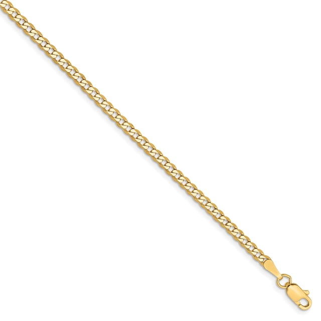14k 2.3mm Beveled Curb Chain (Weight: 2.73 Grams, Length: 9 Inches)