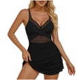 thumbnail image 1 of FRSASU Women One Piece Swim Dress Tummy Control Swimsuits Slimming Mesh Sheer Sarong Wraps Bathing Suit Black M(M), 1 of 8