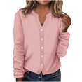 thumbnail image 2 of AherBiu Veste Légère pour Femme à Boutons, Cardigan Tricoté à Col Ras du Cou, Chandail Décontracté Ample, Manteau Léger, 2 of 5