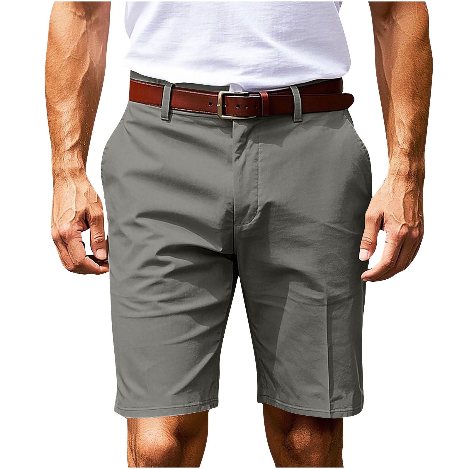 Enjoytime Casual Shorts for Men Fashion Classic Solid Color Loose Shorts with Pockets for Workout Running Dark Gray XS