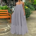 thumbnail image 1 of Meichang Robes Maxi pour Femmes 2024 Grande Taille Robe d'Été Fluide Évasée Robes de Plage Unie Coupe Ample Robe Camisole Décontractée Longues Robes, 1 of 8