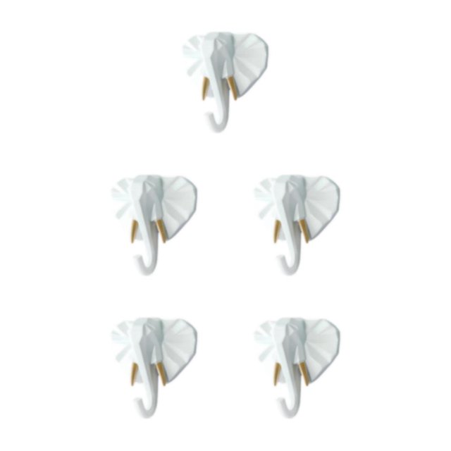 Ruiboury Animal Head Key Hook Sturdy And Durable Construction Adds Touch Of Whimsy White gold (elephant 5Set