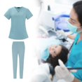 thumbnail image 3 of Xuanheng Women's V Neck Scrub Set, Light Blue, L, 3 of 8