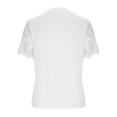 thumbnail image 4 of Blouses à Manches Courtes pour Femmes Mode pour Femmes T-Shirt Uni Blouse en Dentelle à Manches Courtes Col Rond Hauts Décontractés Femmes Hauts à Manches Courtes T-Shirts en Coton Femmes Blouse à Manches Courtes, 4 of 4