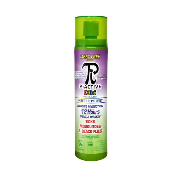 PiACTIVE Kids Travel Size 12-Hour, DEET FREE Insect Repellent Pump Spray, 100ml