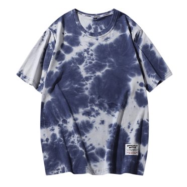 LUOGENLI Male T-shirts for Mens Men's Graphic T Shirt Tie Dye T Shirt Men's Cotton Short Sleeved Fashion Street Sports Shirt Casual T Shirt Mens T-shirts Graphic Tees Vintage Easter Navy XL