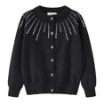 thumbnail image 1 of RXIRUCGD Girls Rhinestone Knitted Cotton Cardigan Jacket( Black, Size:4 Years ), 1 of 9
