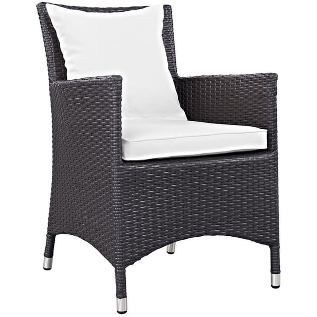 Modway Convene Aluminum and Rattan Patio Dining Armchair in Espresso/White