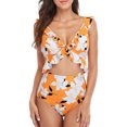 thumbnail image 1 of Womens One Piece Ruffle Cut Out Swimsuits Strappy Monokinis Bathing Suits, 1 of 6