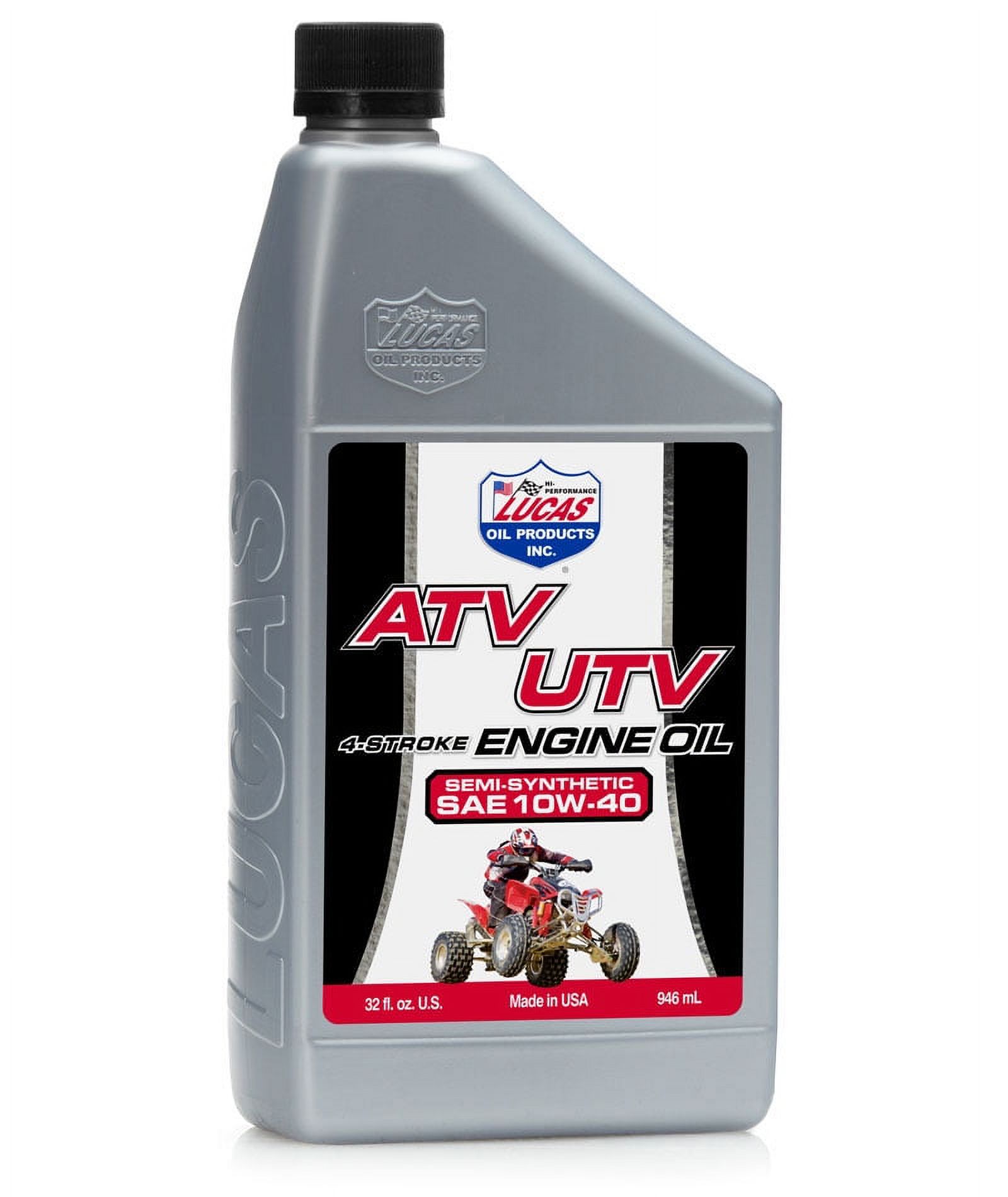Lucas Oil Oil 10720 SAE 10W40; Semi-Synthetic; 1 Quart Bottle; ATV Engine Oil; Single