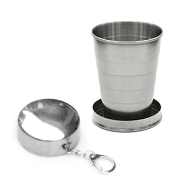 Tasse Pliante en Acier Inoxydable avec Porte-Clés pour Camping de Randonnée en Plein Air