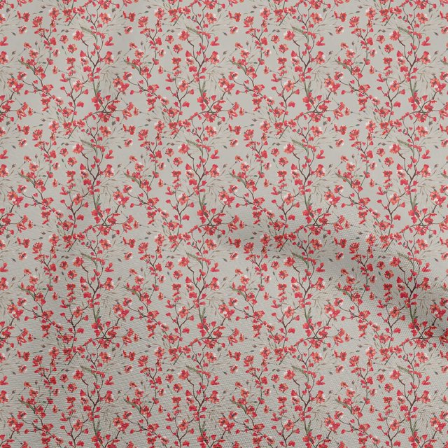 oneOone Polyester Spandex Dusty Gray Fabric Florals Sewing Material Print Fabric By The Yard 56 Inch Wide