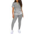 thumbnail image 2 of Innerwin Survêtements Dégradés Ensemble de Jogging pour Femmes Col Rond Skinny Deux Pièces Gris 2TG, 2 of 4