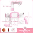 thumbnail image 3 of Qaba Toddler Slide, 7 in 1 Kids Slide with Climber, Basketball Hoop, Pink, 3 of 10