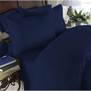 Elegant Comfort 1500 Thread Count - Wrinkle Resistant - Egyptian Quality 3pc Duvet Cover Set, Solid, Full/Queen, Navy Blue