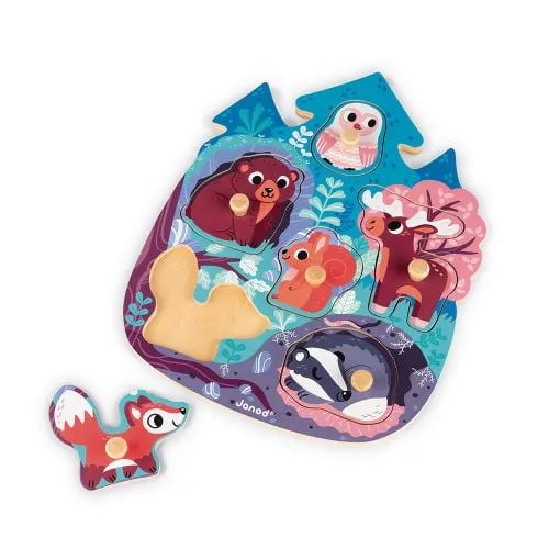 Puzzle en bois Janod Happy Forest - 6 pièces - À partir de 18 mois