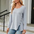 thumbnail image 2 of Timegard Hauts pour Femmes Col Carré à Boutons Manches Longues Fendu Confortable T-Shirt d'Automne Chic Décontracté Ample Hauts Blouse, 2 of 8