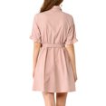 thumbnail image 3 of INSPIRE CHIC Robe-Chemise Décontractée pour Femme à Manches Courtes, Couleur Unie, Boutonnée, 3 of 7