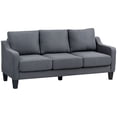 thumbnail image 1 of HOMCOM 3 Seater Sofa, Linen Fabric Couch with Pocket Spring, Charcoal Grey, 1 of 10