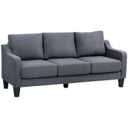 HOMCOM 3 Seater Sofa, Linen Fabric Couch with Pocket Spring, Charcoal Grey