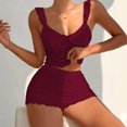 thumbnail image 2 of Women's Summer Short Set 2 Piece Sexy Ruffle Crop Camisole Babydoll Tops and Boxer Shorts Set, 2 of 4