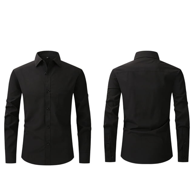 Dress Shirts for Men with Pocket Long Sleeve Big & Tall Tshirts Shirt Button-Down Collared Wrinkle-Free Solid Color Business Work Tops
