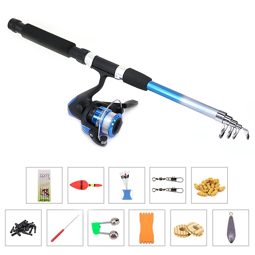 Fishing reel and rod combination sets, fishing rod and spinning reel sets and fishing accessories